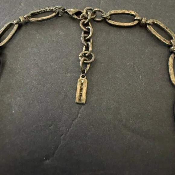 BaubleBar Statement Necklace Crystal Accents Antique Gold-Tone Links Adjustable - Picture 9 of 14